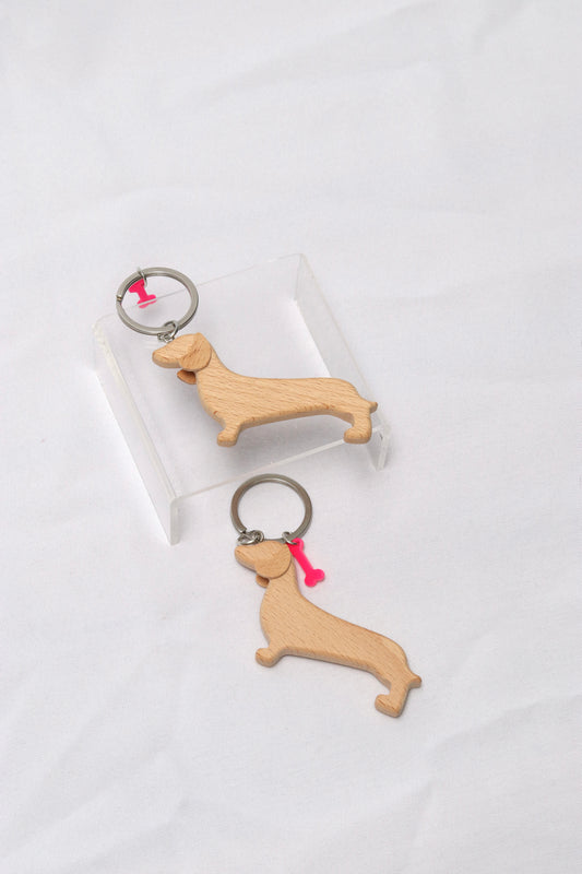 Cream Doxie Keychain