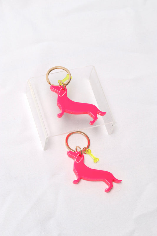 Pink Doxie Keychain